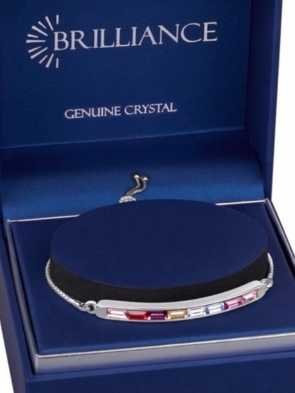 Swarovski Crystals Bracelet Fine Silver Plated Adjustable Red Pink New In Box